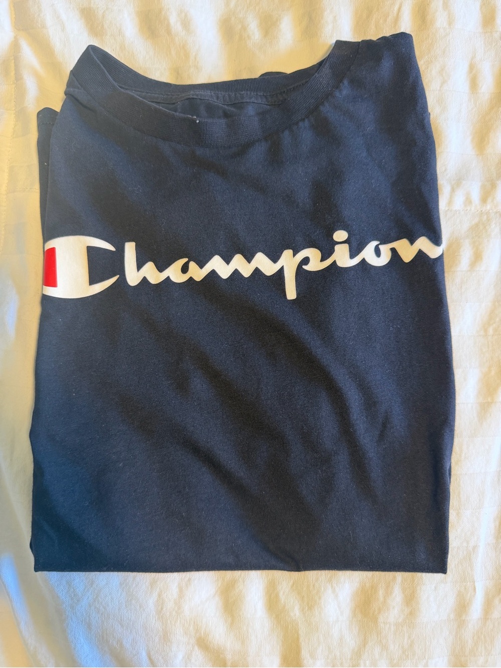Champion Kids Navy Short Sleeve Logo Tee with White & Red Accent